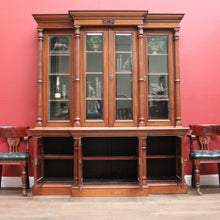 Load image into Gallery viewer, x SOLD Antique English Mahogany Bookcase, 8 Door Breakfront China Cabinet Bookcase. B1116x5