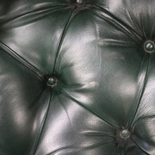 Load image into Gallery viewer, x SOLD Vintage 1970-1980s Office Chair Emerald Green Leather Mahogany Button Seat Chair. B11167