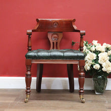 Load image into Gallery viewer, x SOLD Vintage 1970-1980s Office Chair Emerald Green Leather Mahogany Button Seat Chair. B11166