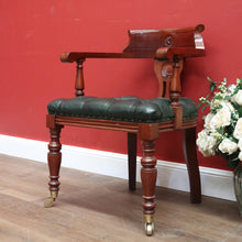 Load image into Gallery viewer, x SOLD Vintage 1970-1980s Office Chair Emerald Green Leather Mahogany Button Seat Chair. B11166