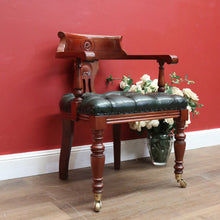 Load image into Gallery viewer, x SOLD Vintage 1970-1980s Office Chair Emerald Green Leather Mahogany Button Seat Chair. B11166