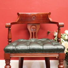 Load image into Gallery viewer, x SOLD Vintage 1970-1980s Office Chair Emerald Green Leather Mahogany Button Seat Chair. B11166