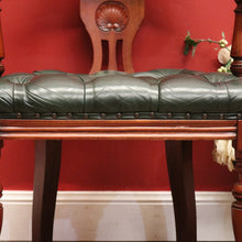 Load image into Gallery viewer, x SOLD Vintage 1970-1980s Office Chair Emerald Green Leather Mahogany Button Seat Chair. B11166