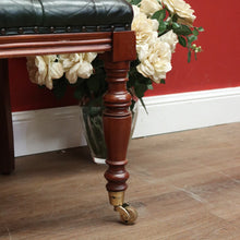 Load image into Gallery viewer, x SOLD Vintage 1970-1980s Office Chair Emerald Green Leather Mahogany Button Seat Chair. B11166