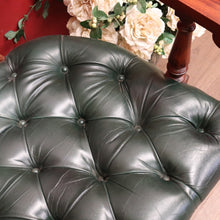 Load image into Gallery viewer, x SOLD Vintage 1970-1980s Office Chair Emerald Green Leather Mahogany Button Seat Chair. B11166