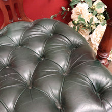 Load image into Gallery viewer, x SOLD Vintage 1970-1980s Office Chair Emerald Green Leather Mahogany Button Seat Chair. B11166
