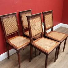 Load image into Gallery viewer, Set of Four Antique French Oak and Cane Dining or Kitchen Chairs or Hall Chairs. B11260

