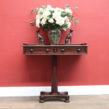 Load image into Gallery viewer, x SOLD Antique English Mahogany Hall Table, Two Drawer Hall Lamp or Side Table, Desk. B11263
