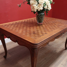 Load image into Gallery viewer, x SOLD Antique French Oak Dining Table with Two Extension Leaves, Parquetry Top. B11271