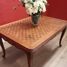 Load image into Gallery viewer, x SOLD Antique French Oak Dining Table with Two Extension Leaves, Parquetry Top. B11271