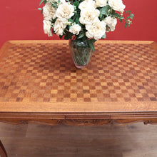 Load image into Gallery viewer, x SOLD Antique French Oak Dining Table with Two Extension Leaves, Parquetry Top. B11271
