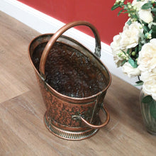 Load image into Gallery viewer, x SOLD Antique Copper Coal Scuttle, Kindling Holder Water Bucket or Pitcher with Handle B11020