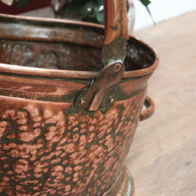 Load image into Gallery viewer, x SOLD Antique Copper Coal Scuttle, Kindling Holder Water Bucket or Pitcher with Handle B11020