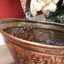 Load image into Gallery viewer, x SOLD Antique Copper Coal Scuttle, Kindling Holder Water Bucket or Pitcher with Handle B11020