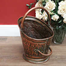 Load image into Gallery viewer, x SOLD Antique Copper Coal Scuttle, Kindling Holder Water Bucket or Pitcher with Handle B11020