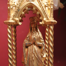 Load image into Gallery viewer, x SOLD Antique Gilt Madonna, Virgin Mary in Reliquary or Fereter. Religious Gilt Statue B11041