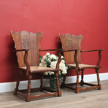 Load image into Gallery viewer, x SOLD Set of Two Armchairs, Pair of Antique French Oak Heraldic Chairs, Coat of Arms B11046