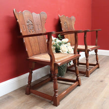 Load image into Gallery viewer, x SOLD Set of Two Armchairs, Pair of Antique French Oak Heraldic Chairs, Coat of Arms B11046