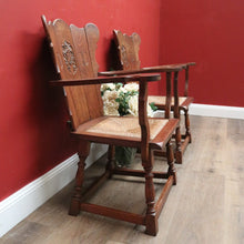 Load image into Gallery viewer, x SOLD Set of Two Armchairs, Pair of Antique French Oak Heraldic Chairs, Coat of Arms B11046