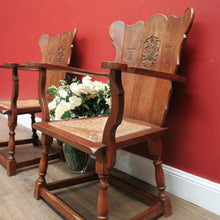 Load image into Gallery viewer, x SOLD Set of Two Armchairs, Pair of Antique French Oak Heraldic Chairs, Coat of Arms B11046