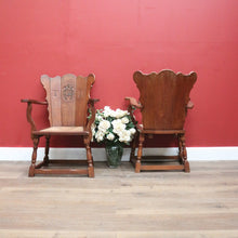 Load image into Gallery viewer, x SOLD Set of Two Armchairs, Pair of Antique French Oak Heraldic Chairs, Coat of Arms B11046