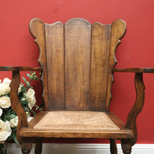 Load image into Gallery viewer, x SOLD Set of Two Armchairs Pair of Antique French Oak and Rush Seat Wing Back Chairs B11043