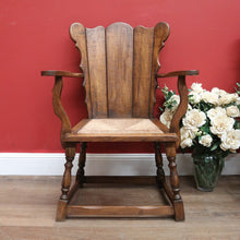 Load image into Gallery viewer, x SOLD Set of Two Armchairs Pair of Antique French Oak and Rush Seat Wing Back Chairs B11043