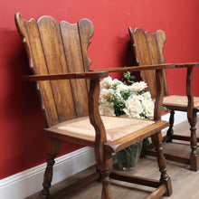 Load image into Gallery viewer, x SOLD Set of Two Armchairs Pair of Antique French Oak and Rush Seat Wing Back Chairs B11043
