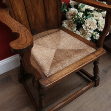 Load image into Gallery viewer, x SOLD Set of Two Armchairs Pair of Antique French Oak and Rush Seat Wing Back Chairs B11043