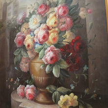 Load image into Gallery viewer, x SOLD Flower Oil Painting Framed Oil on canvas Still Life Oil Flowers in a Vase or Urn B365