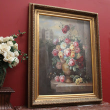 Load image into Gallery viewer, x SOLD Flower Oil Painting Framed Oil on canvas Still Life Oil Flowers in a Vase or Urn B365