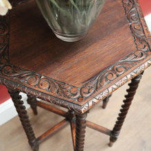 Load image into Gallery viewer, x SOLD Antique French Oak Hall Table, Pedestal, or Lamp Side Table, Spiral Leg Table B10856