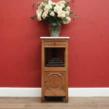 Load image into Gallery viewer, Antique French Oak Marble Bedside Table. French Lamp Table with Cupboard to Base