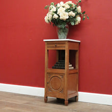 Load image into Gallery viewer, x SOLD Antique French Oak Marble Bedside Table. French Lamp Table with Cupboard to Base