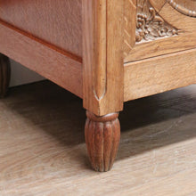 Load image into Gallery viewer, x SOLD Antique French Oak Marble Bedside Table. French Lamp Table with Cupboard to Base