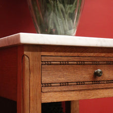 Load image into Gallery viewer, x SOLD Antique French Oak Marble Bedside Table. French Lamp Table with Cupboard to Base