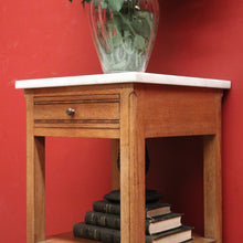 Load image into Gallery viewer, x SOLD Antique French Oak Marble Bedside Table. French Lamp Table with Cupboard to Base