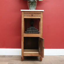 Load image into Gallery viewer, x SOLD Antique French Oak Marble Bedside Table. French Lamp Table with Cupboard to Base