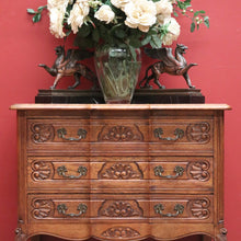Load image into Gallery viewer, x SOLD Vintage French Chest of Drawers, Three Drawer Hall Cupboard Chest, Carved Detail B10881