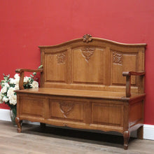 Load image into Gallery viewer, x SOLD Vintage French Hall Settle, Entry Foyer Chair or Bench, Lift Lid Blanket Box B10588