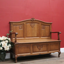 Load image into Gallery viewer, x SOLD Vintage French Hall Settle, Entry Foyer Chair or Bench, Lift Lid Blanket Box B10588