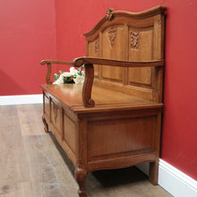 Load image into Gallery viewer, x SOLD Vintage French Hall Settle, Entry Foyer Chair or Bench, Lift Lid Blanket Box B10588