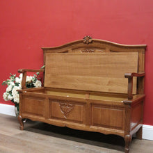 Load image into Gallery viewer, x SOLD Vintage French Hall Settle, Entry Foyer Chair or Bench, Lift Lid Blanket Box B10588