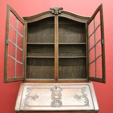 Load image into Gallery viewer, x SOLD Vintage French Bookcase Bureau, Writing Bureau Desk with Bookcase to the Top 10838