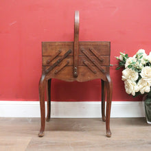 Load image into Gallery viewer, x SOLD Vintage French Sewing Caddy, with Handle and a 5 Section Scissor Lift Opening. B11875
