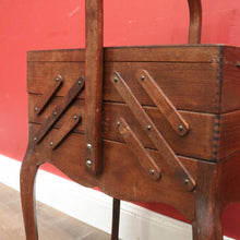 Load image into Gallery viewer, x SOLD Vintage French Sewing Caddy, with Handle and a 5 Section Scissor Lift Opening. B11875
