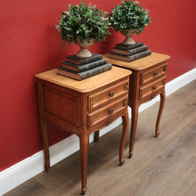 Load image into Gallery viewer, x SOLD Pair of Vintage French Bedside Cabinets or Two-drawer Lamp or Side Tables. B11826
