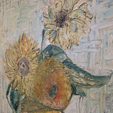 Load image into Gallery viewer, Framed Oil on Canvas, Sunflowers in a Vase, in the Style of Van Gogh, Gold Frame. B11685

