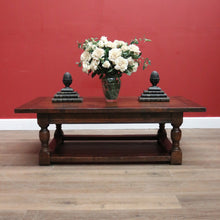 Load image into Gallery viewer, x SOLD Vintage French Oak Coffee Table, Low Line Table with Ebony Inlay, Stretcher Base. B11390
