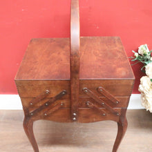 Load image into Gallery viewer, Vintage French Sewing Caddy, with Handle and a 5 Section Scissor Lift Opening. B11875
